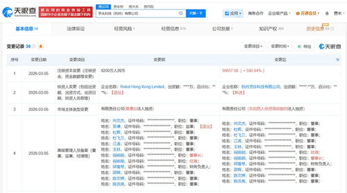 Rokid旗下杭州科技公司注冊資本激增至5.7億，業務擴張聚焦計算機軟硬件